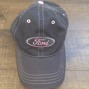 Ford Charcoal and Pink Logo StrapBack Cap Hat